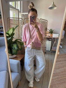 MiniMini Clap Cream Dotty Nubuck + Lila Suede 