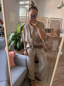 MiniMini Clap Beige Suede + Pale Snake