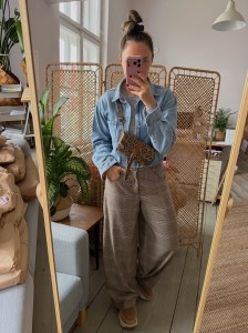 Mobiler Taupe Leopard IV Nubuck + Wallet 