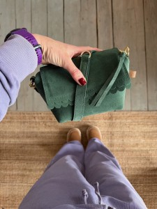 Mini Lola Two Wavy Emerald Suede