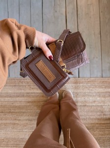 Mobiler Taupe Croco II + Twotone Brown Lazy Braided + Wallet