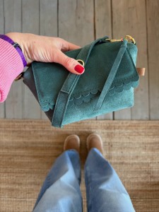 Mini Lola Two Wavy Emerald Suede