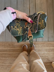 Mid Lola Full Dark Green Snake + Emerald Bubbles