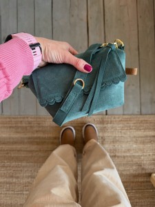 Mini Lola Two Wavy Emerald Suede