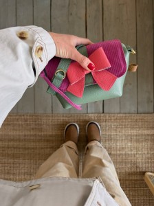 Mini Lola Bow Sage + Fuchsia Corduroy Suede + Candy Pink 