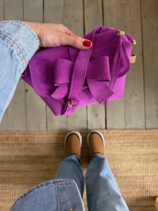 Mini Lola Bow Verbena Suede