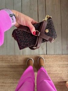 Phone Case Bag Two Wavy Mini Leopard I Choco Nubuck