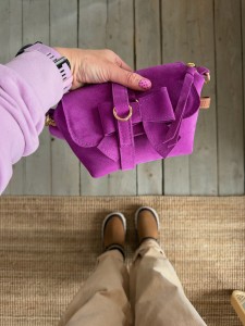 Mini Lola Bow Verbena Suede