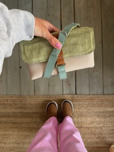 Mobiler Seashell + Leopard Croco II Olive Nubuck + Sage