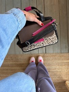 Bigger Pocket Black Croco + Taupe Bubbles + Dotty Cream Nubuck