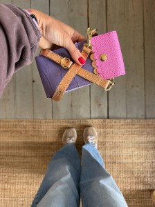Phone Case Bag Two Wavy Lila Croco II + Bubble Gum + Pink Gold