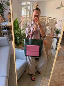 Nordic Shopping Pocket Clap Twotone Emerald + Orchid Croco II