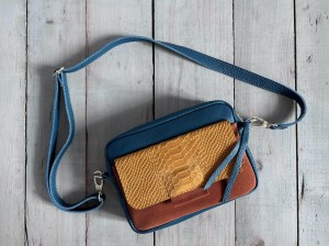 Mini Pocket Petrol + Mustard Croco Nubuck + Tobacco Suede 