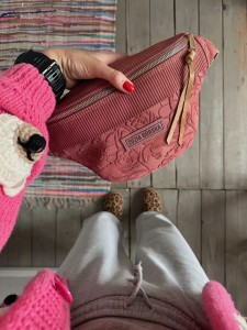Bohonerka MINI Dark Pink Roses Nubuck + Corduroy Nubuck
