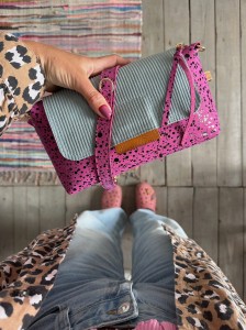 MiniMini Clap Fuchsia Dotty Nubuk + Mint Corduroy Nubuck