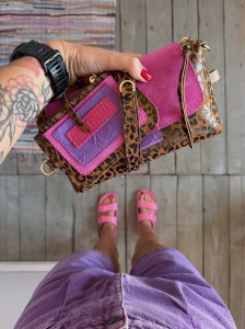 MiniMini Clap Pigi Leopard Camel Nubuck + Rose Suede + Wallet 
