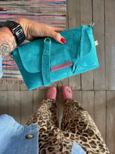 MiniMini Clap Turquiose Roses Suede 