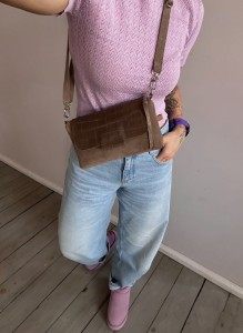 MiniMini Clap Beige Suede + Dark Taupe Croco II 