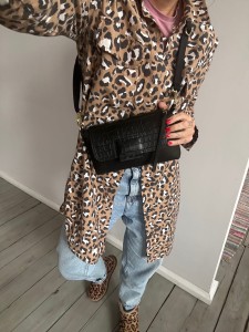 MiniMini Clap Black Croco Nubuck + Croco Black