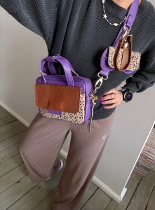 KOMPLET: Bigger Pocket Violet + Brown Korodo + Dotty Cream Nubuck 