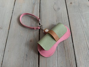 Sunglasses Case Pink + Olive Bubbles 